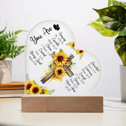 Faith - You Are - Bible Verses - Heart Acrylic Plaque - The Shoppers Outlet
