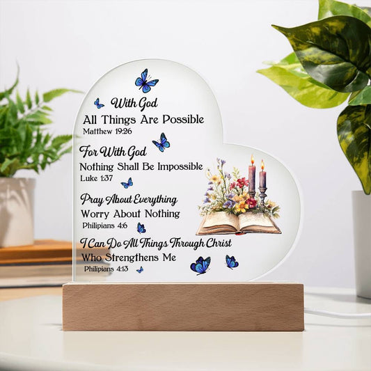 Faith - Remember Everything Is Cover With God Bible Verses -  Heart Acrylic Plaque - The Shoppers Outlet