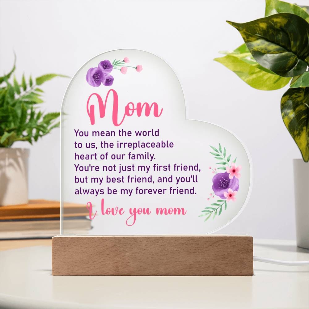 Gift For Mom - You Mean The World To Us - Heart Acrylic Plaque - The Shoppers Outlet