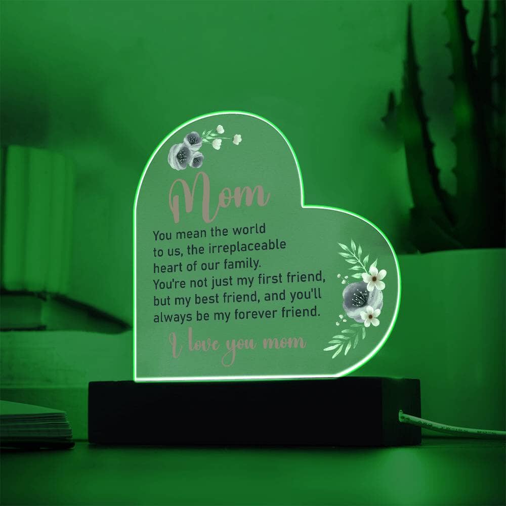 Gift For Mom - You Mean The World To Us - Heart Acrylic Plaque - The Shoppers Outlet