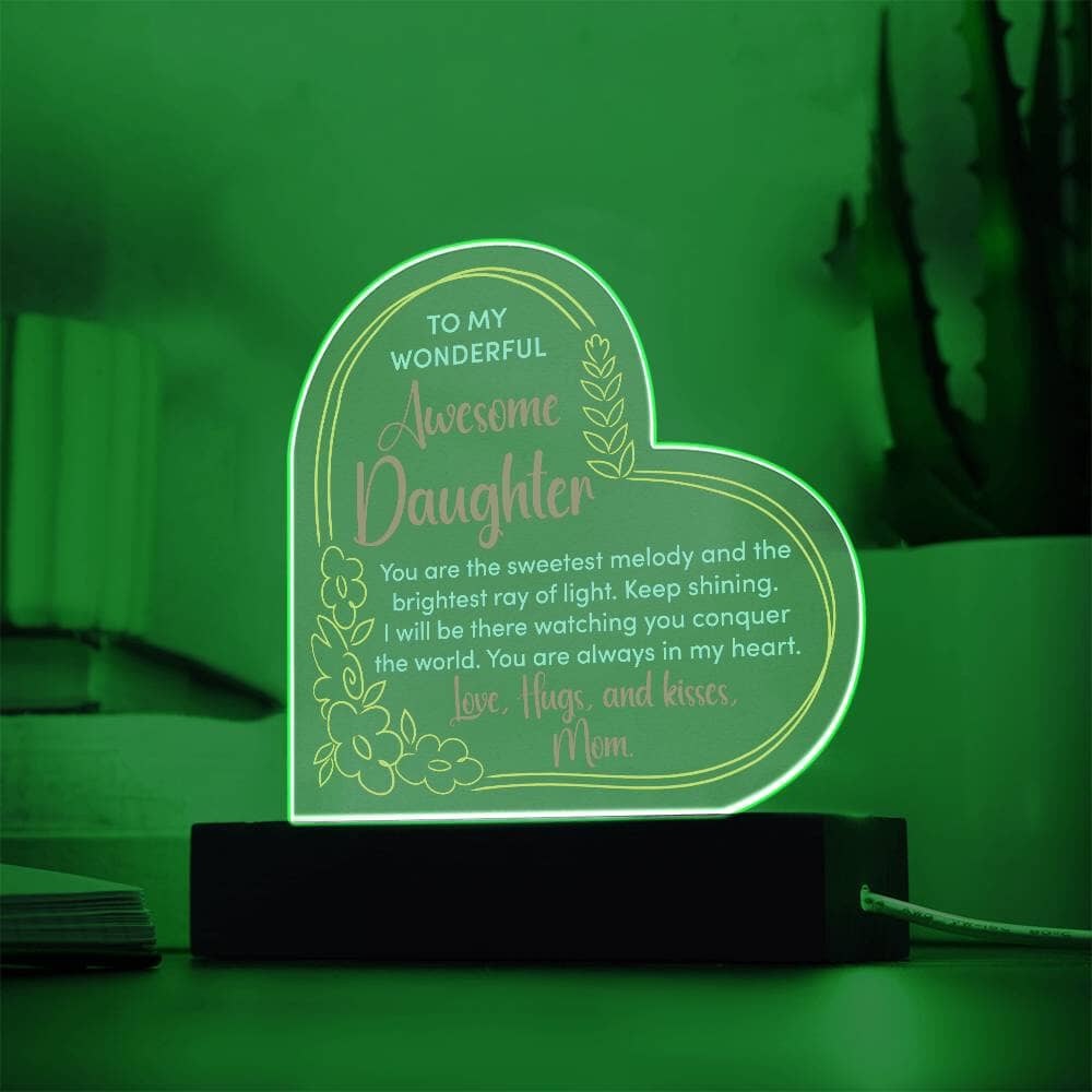 Gift For Daughter - To My Wonderful Awesome Daughter - Gift for Daughter - Heart Acrylic Plaque - The Shoppers Outlet
