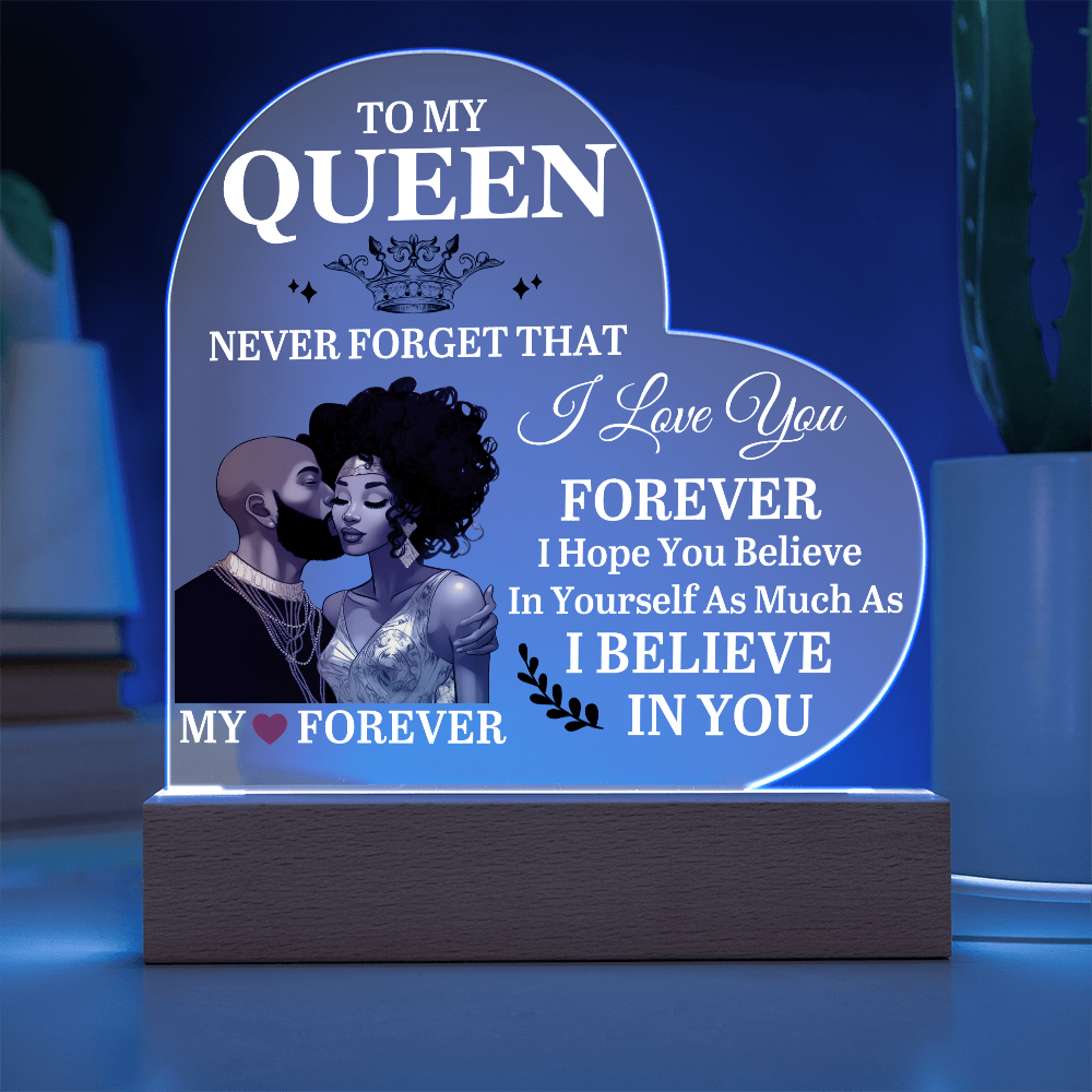 To My Queen - Mother's Day Gift - Birthday Gift - Anniversary Gift - Never Forget That I Love You - Heart Acrylic Plaque - The Shoppers Outlet