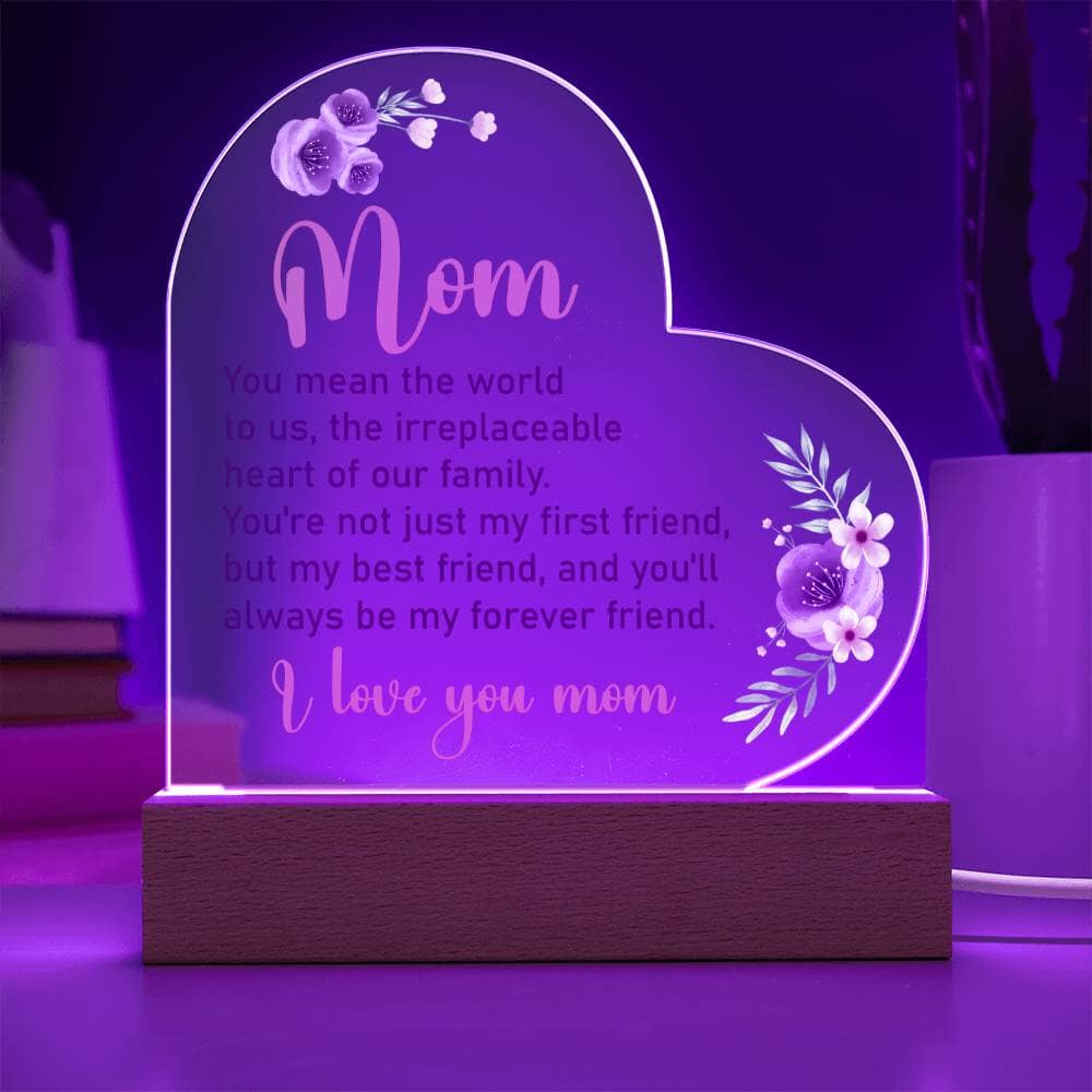 Gift For Mom - You Mean The World To Us - Heart Acrylic Plaque - The Shoppers Outlet