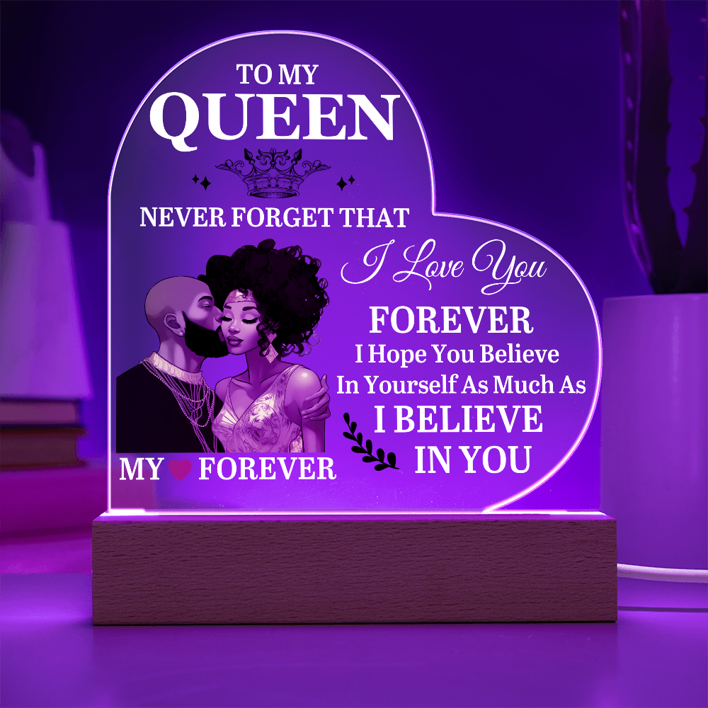 To My Queen - Mother's Day Gift - Birthday Gift - Anniversary Gift - Never Forget That I Love You - Heart Acrylic Plaque - The Shoppers Outlet