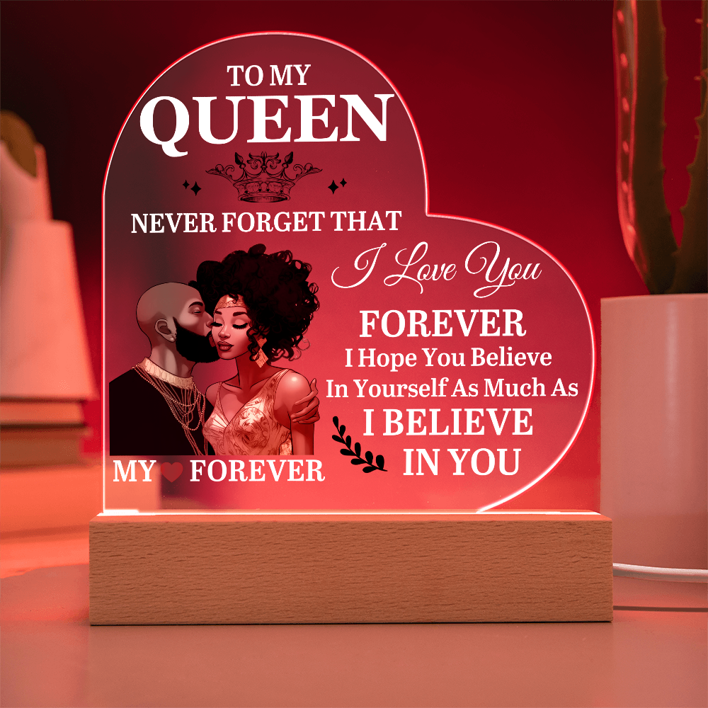 To My Queen - Mother's Day Gift - Birthday Gift - Anniversary Gift - Never Forget That I Love You - Heart Acrylic Plaque - The Shoppers Outlet