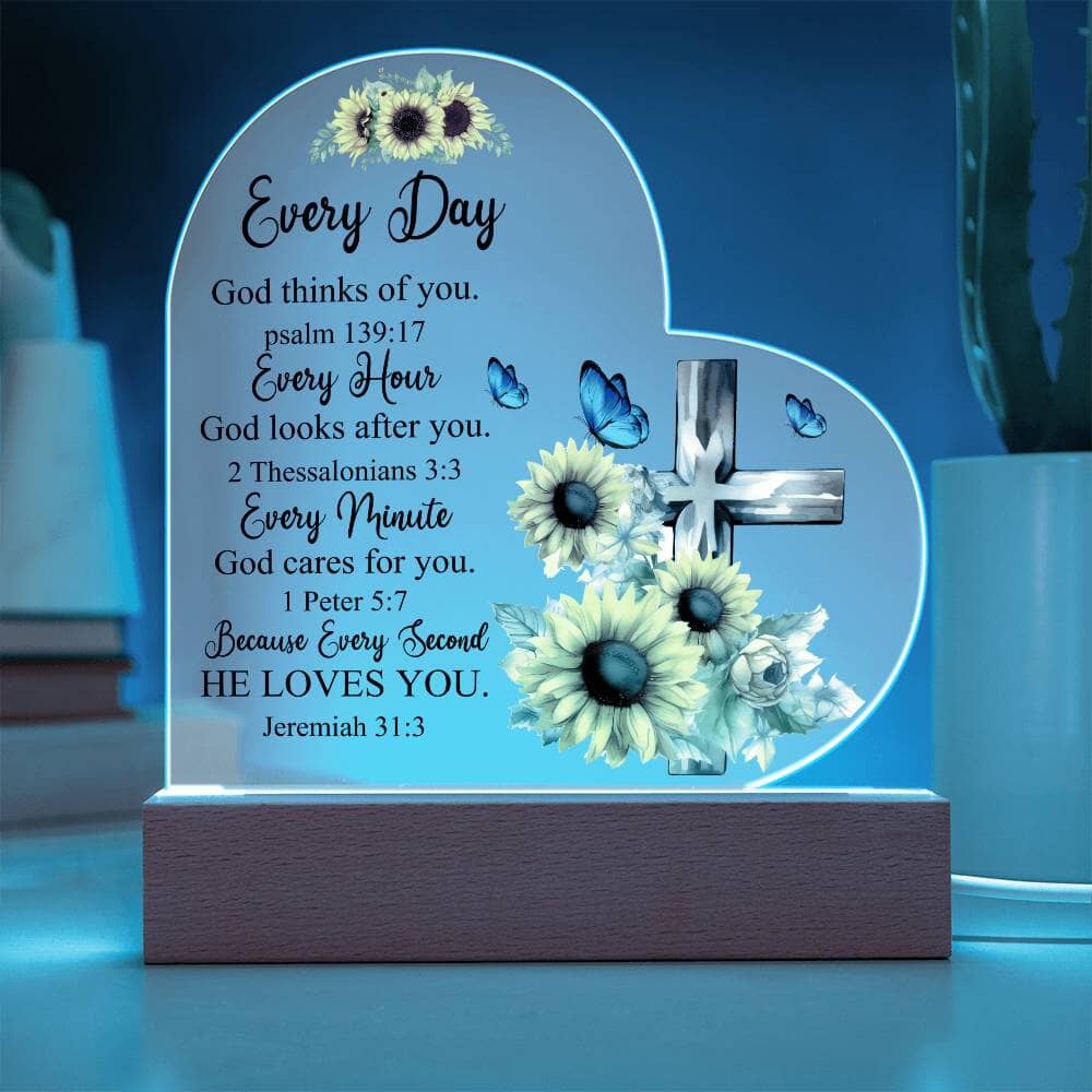 Faith - God Thinks Of You - Bible Verses - Heart Acrylic Plaque - The Shoppers Outlet