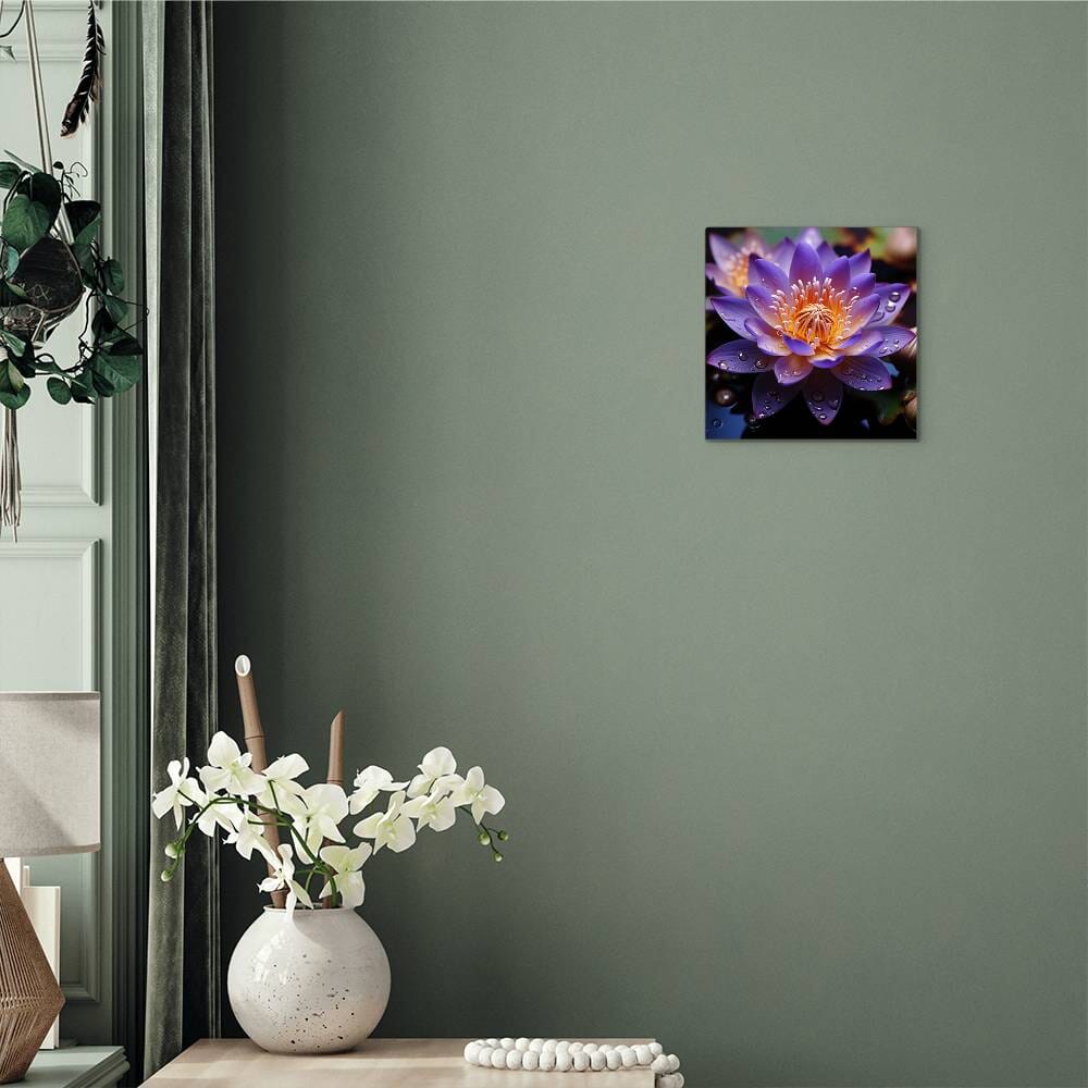 Flowers - Purple Lotus Plant - High Gloss Metal Art Prints - The Shoppers Outlet