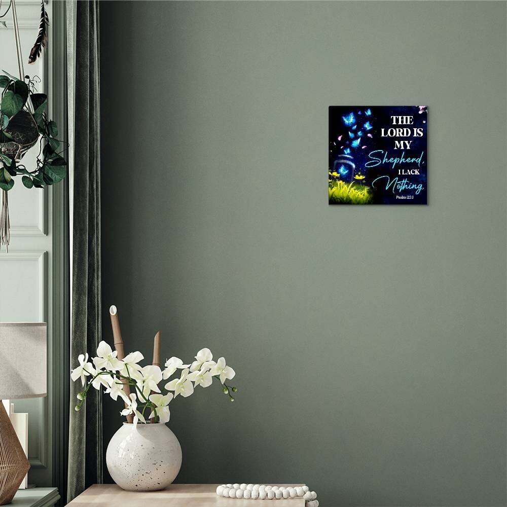 Faith - The Lord My Shepherd I Lack Nothing - Psalm 23:1 - High Gloss Metal Art Prints - The Shoppers Outlet