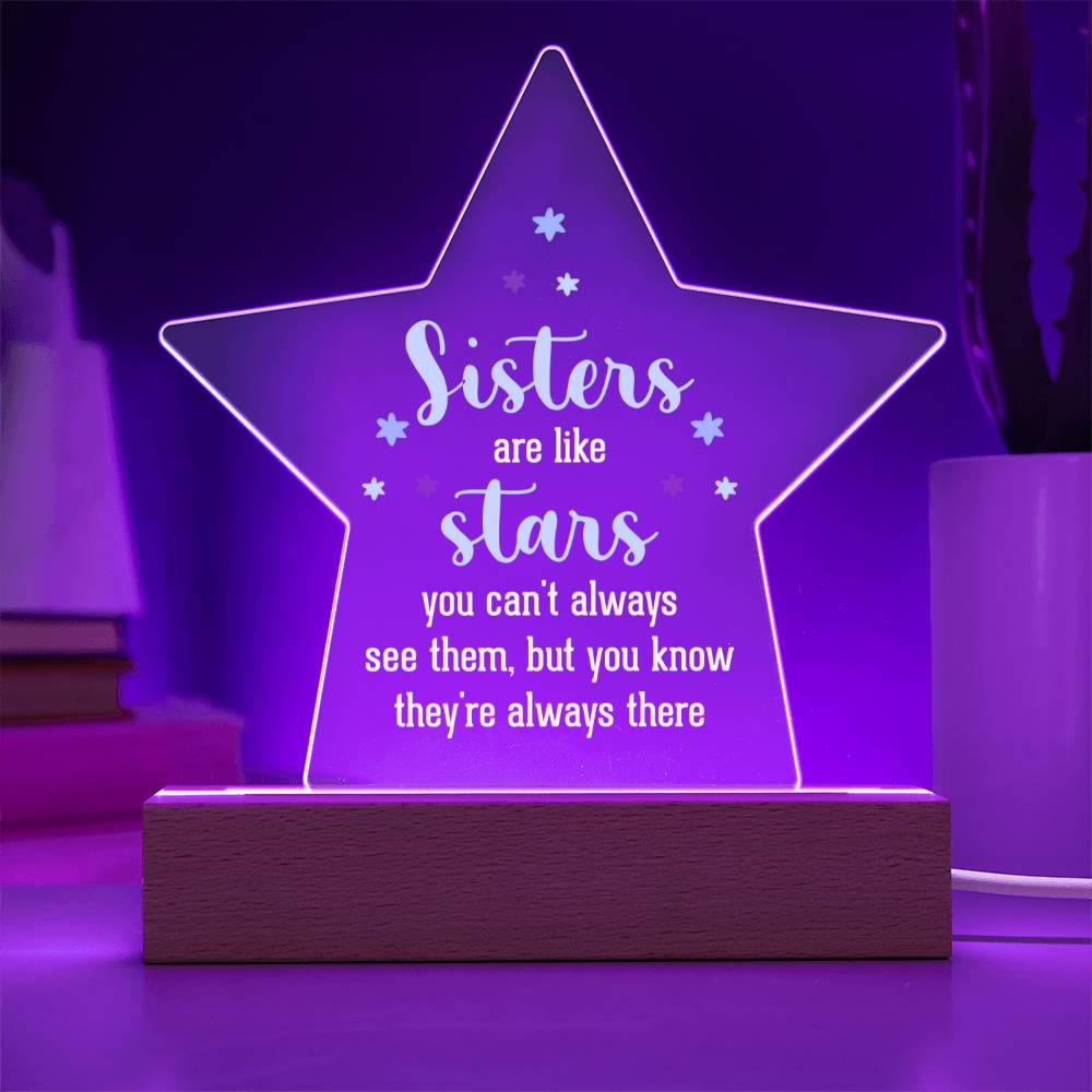 Sisters - Sisters Are Like Stars - Star Shaped Acrylic Plaque - The Shoppers Outlet