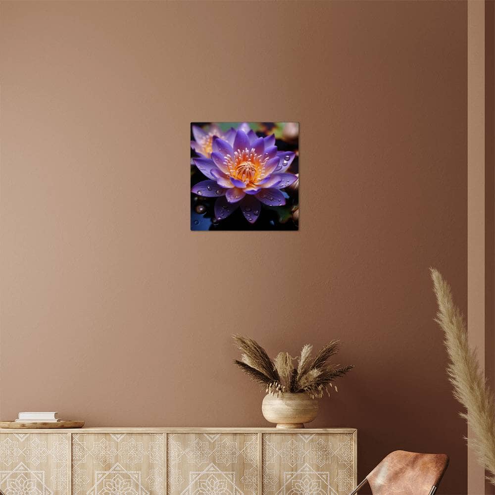 Flowers - Purple Lotus Plant - High Gloss Metal Art Prints - The Shoppers Outlet