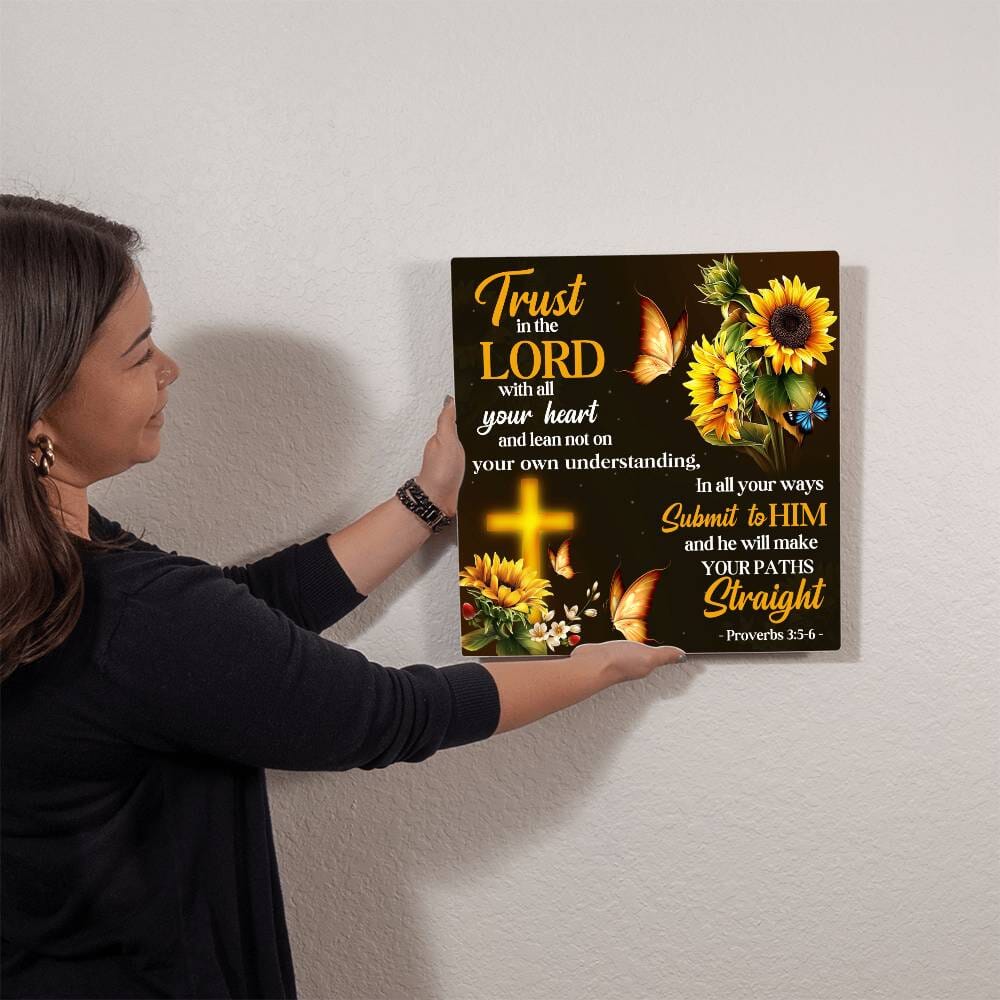 Faith - Trust In The Lord - Proverbs 15:5-6 - High Gloss Metal Art Prints - The Shoppers Outlet
