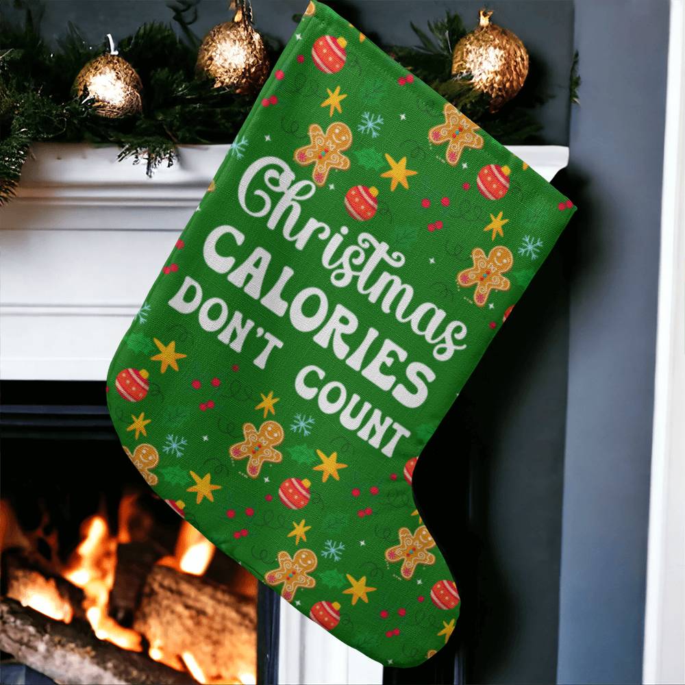 Holiday Stocking - Christmas Calories Don't Count - Giant Holiday Stocking - The Shoppers Outlet