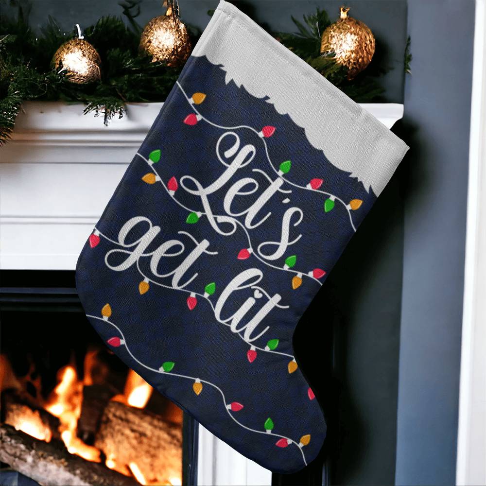 Holiday Stocking - Let's Get Lit - Giant Holiday Stocking - The Shoppers Outlet