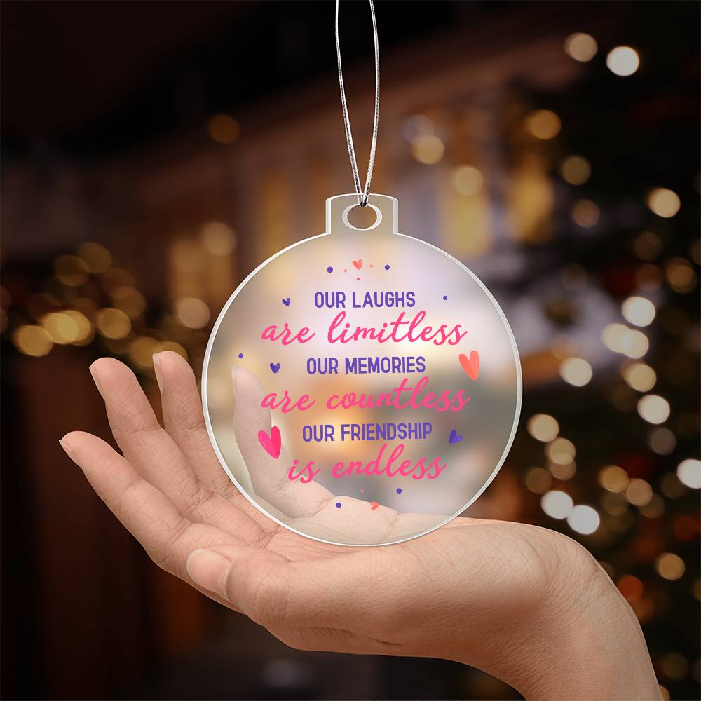 Holiday Ornament - Merry Christmas - Our Laughs Are Limitless - Personalized Acrylic Ornament - The Shoppers Outlet