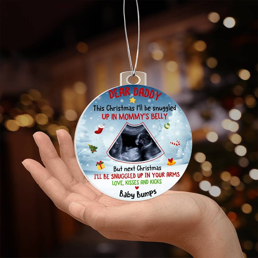 Gift For Dad - Holiday Ornament - Baby Bumps - Personalized Acrylic Ornament - The Shoppers Outlet