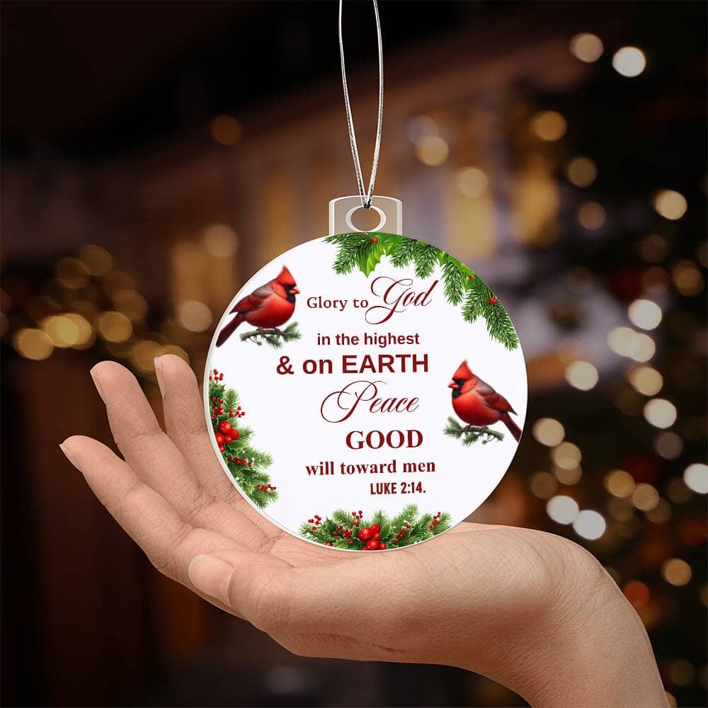 Faith - Glory To God - Luke 2:14 - Personalized Acrylic Ornament - The Shoppers Outlet