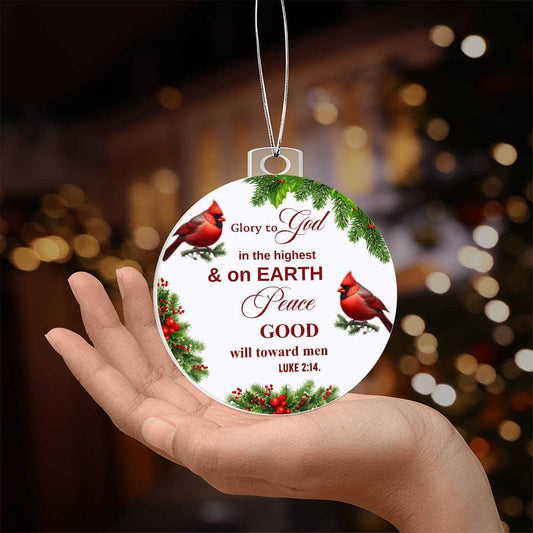 Faith - Glory To God - Luke 2:14 - Personalized Acrylic Ornament - The Shoppers Outlet