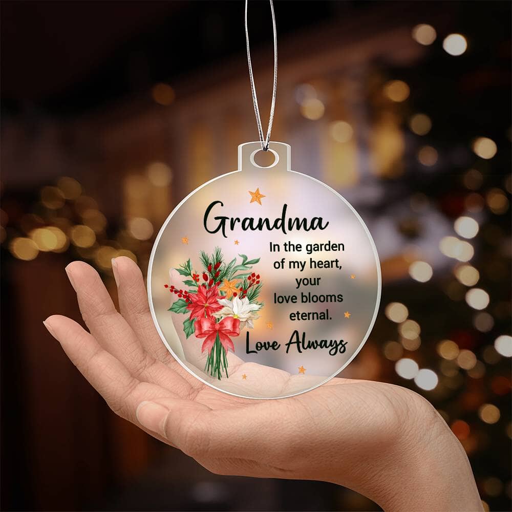 Holiday Ornament - Merry Christmas - To Grandma - Personalized Acrylic Ornament - The Shoppers Outlet