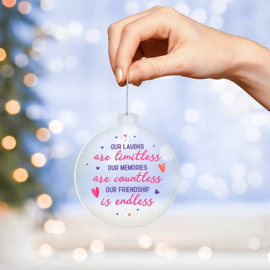 Holiday Ornament - Merry Christmas - Our Laughs Are Limitless - Personalized Acrylic Ornament - The Shoppers Outlet