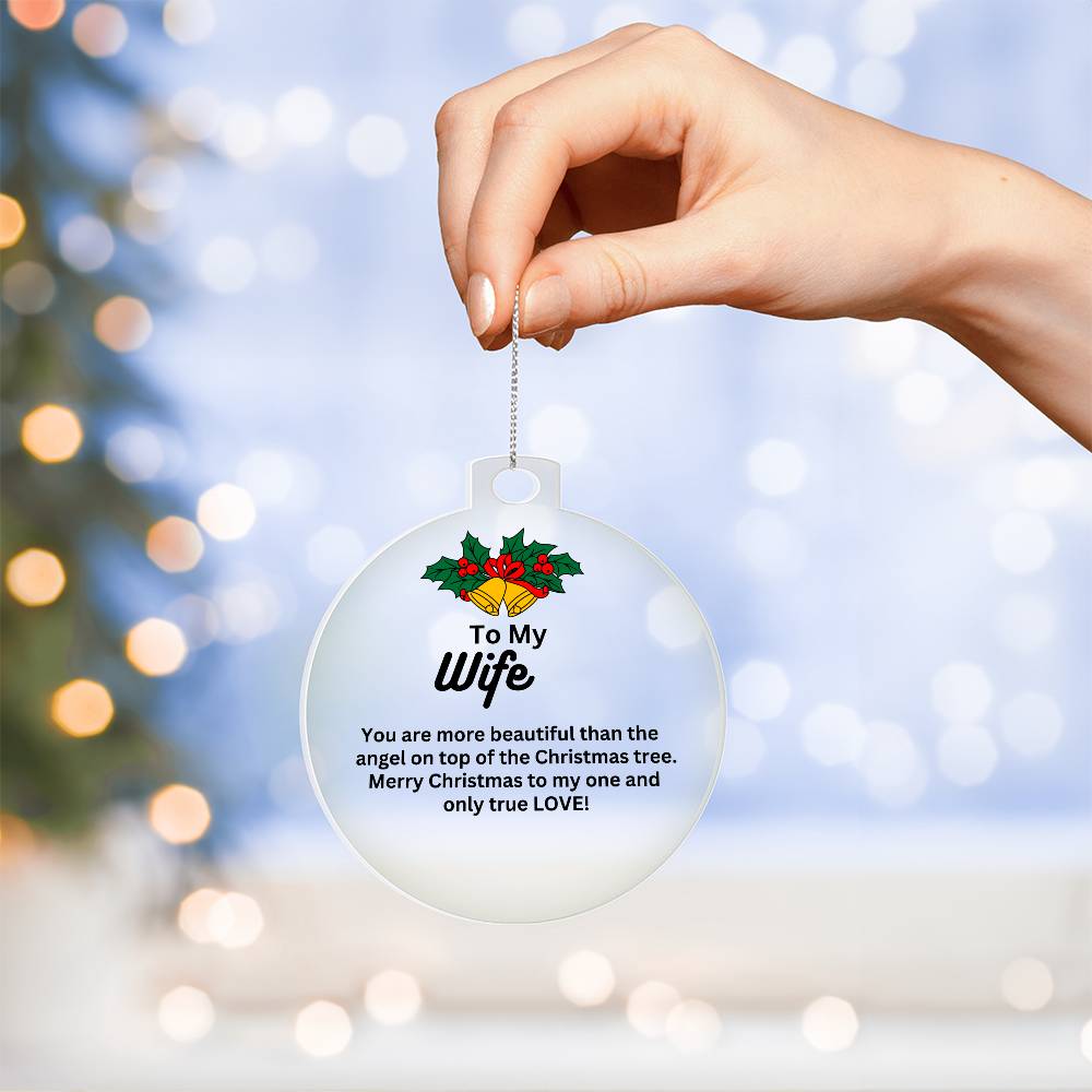 Holiday Ornament - Merry Christmas To My Wife - Personalized Acrylic Ornament - The Shoppers Outlet