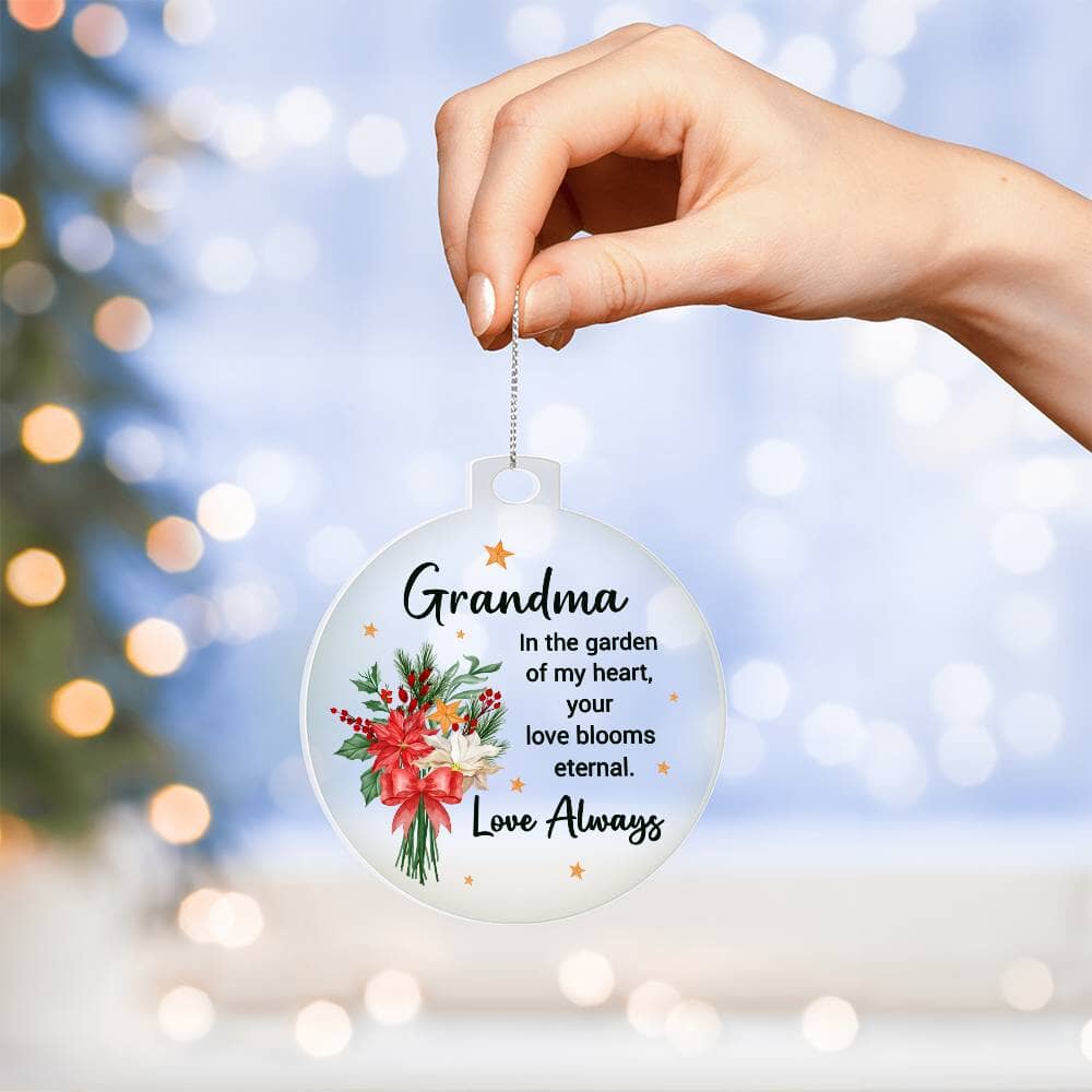 Holiday Ornament - Merry Christmas - To Grandma - Personalized Acrylic Ornament - The Shoppers Outlet