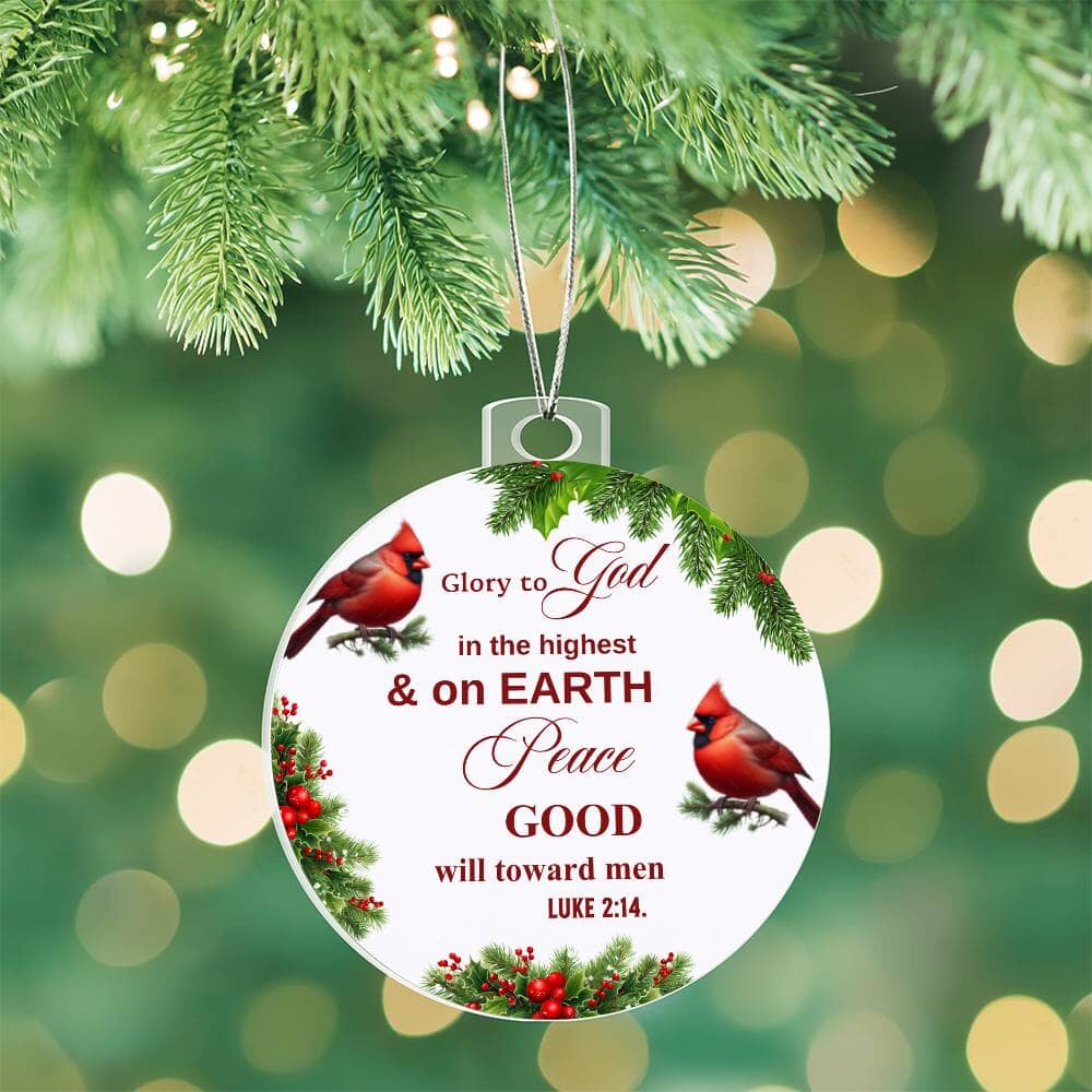 Faith - Glory To God - Luke 2:14 - Personalized Acrylic Ornament - The Shoppers Outlet