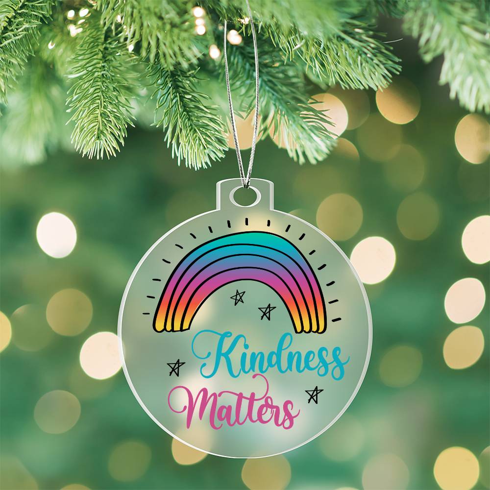 Holiday Ornament - Merry Christmas - Kindness Matters - Personalized Acrylic Ornament - The Shoppers Outlet