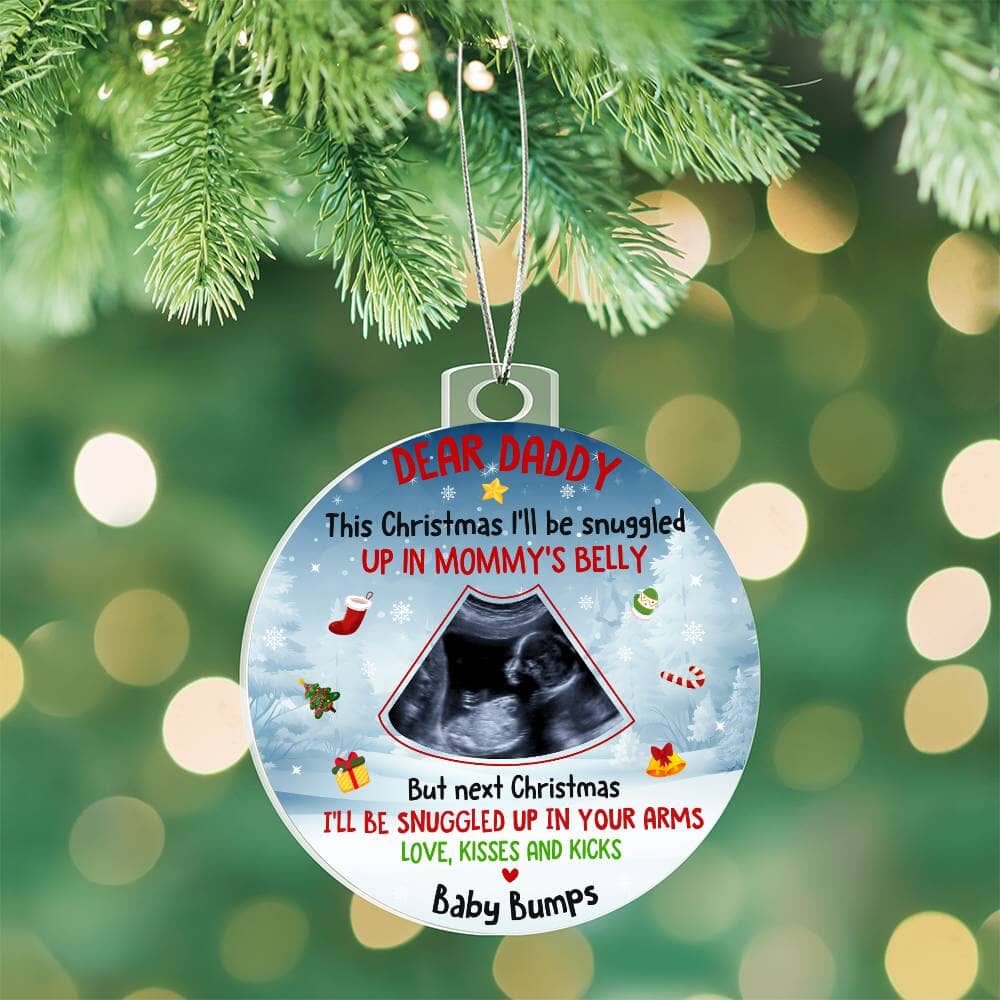 Gift For Dad - Holiday Ornament - Baby Bumps - Personalized Acrylic Ornament - The Shoppers Outlet