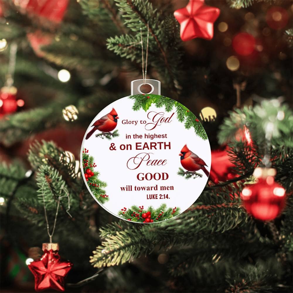 Faith - Glory To God - Luke 2:14 - Personalized Acrylic Ornament - The Shoppers Outlet