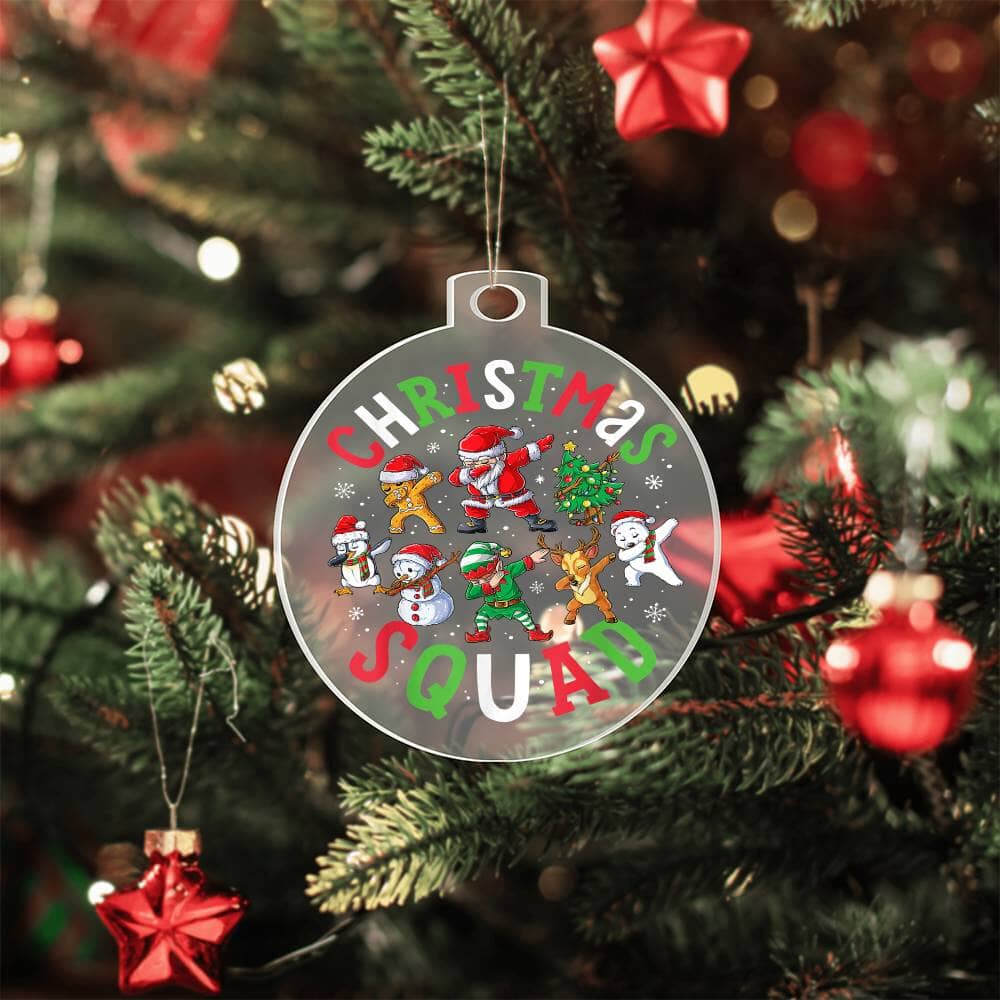 Holiday Ornament - Santa's Dabbing Christmas Squad - Personalized Acrylic Ornament - The Shoppers Outlet