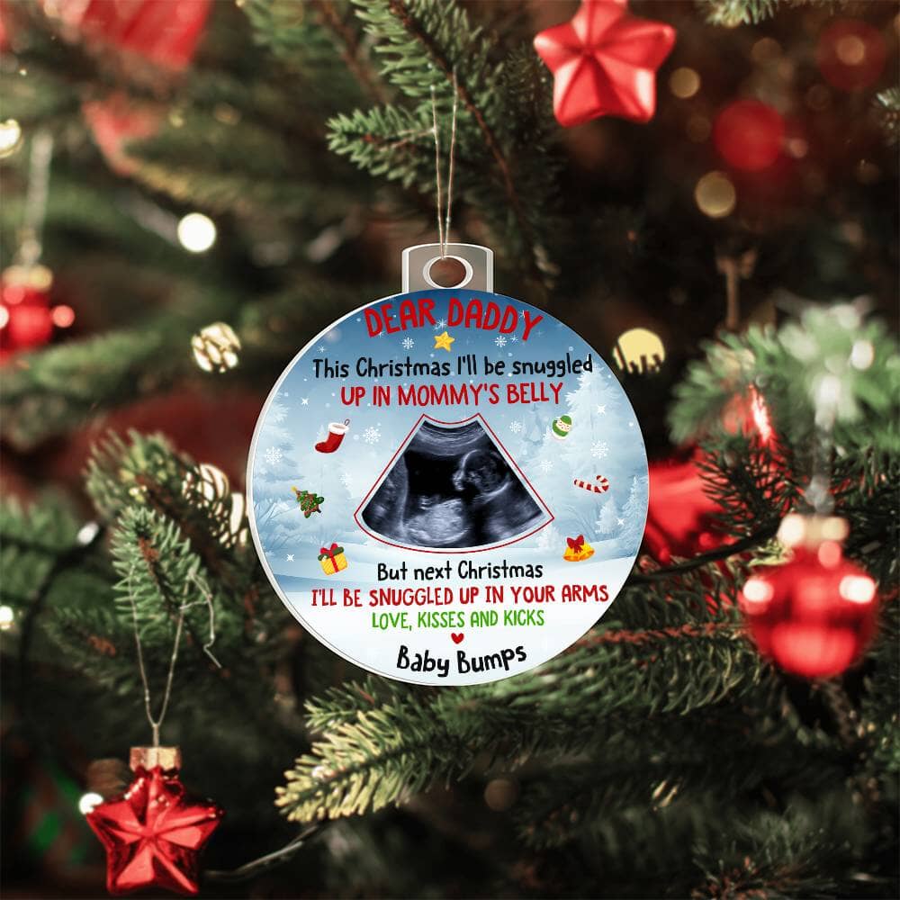 Gift For Dad - Holiday Ornament - Baby Bumps - Personalized Acrylic Ornament - The Shoppers Outlet
