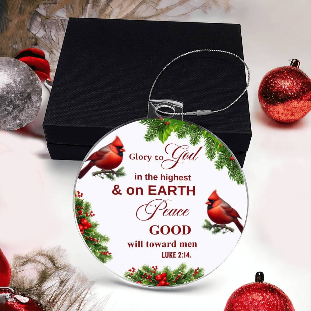 Faith - Glory To God - Luke 2:14 - Personalized Acrylic Ornament - The Shoppers Outlet