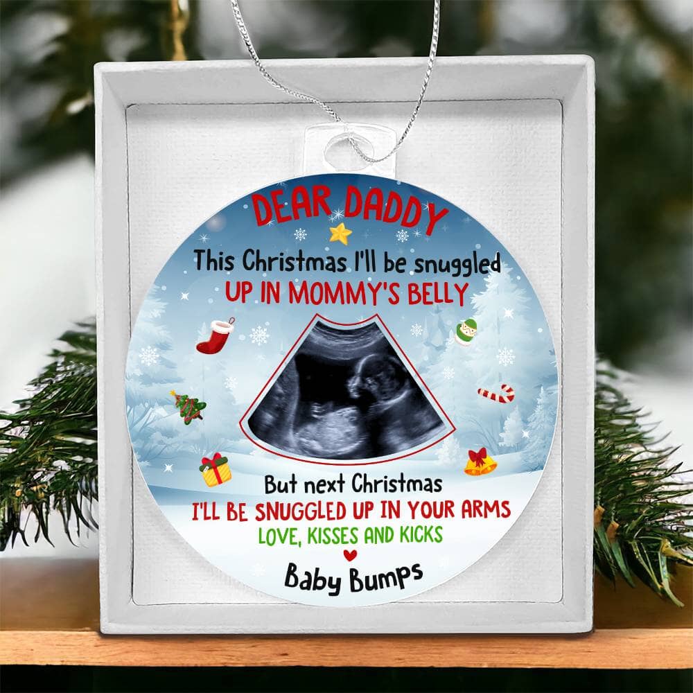 Gift For Dad - Holiday Ornament - Baby Bumps - Personalized Acrylic Ornament - The Shoppers Outlet