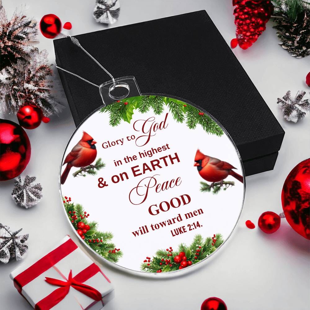 Faith - Glory To God - Luke 2:14 - Personalized Acrylic Ornament - The Shoppers Outlet