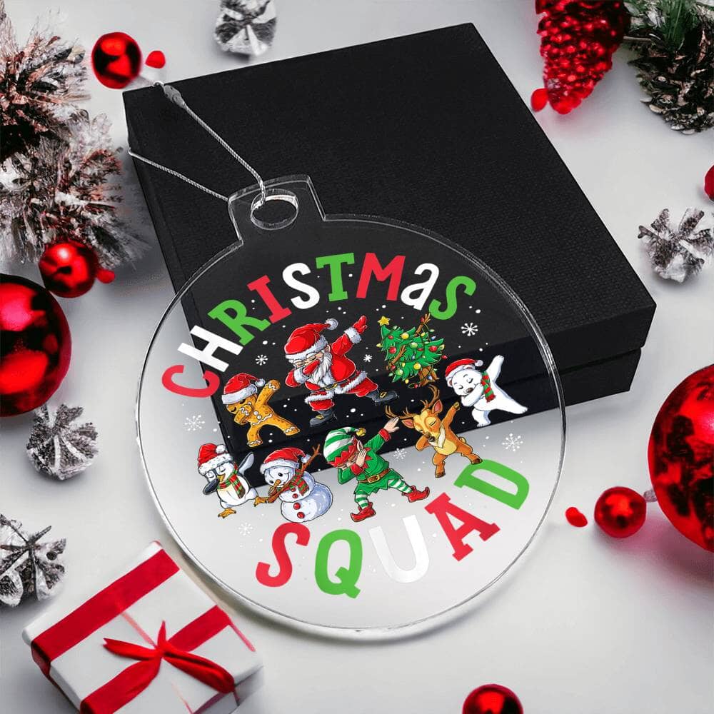 Holiday Ornament - Santa's Dabbing Christmas Squad - Personalized Acrylic Ornament - The Shoppers Outlet