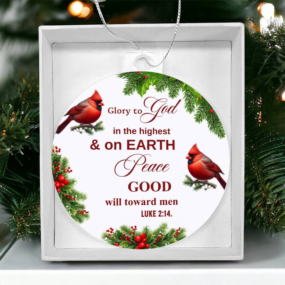 Faith - Glory To God - Luke 2:14 - Personalized Acrylic Ornament - The Shoppers Outlet