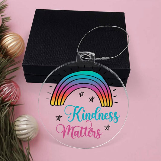Inspirational - Holiday Ornament - Merry Christmas - Kindness Matters - Personalized Acrylic Ornament - The Shoppers Outlet