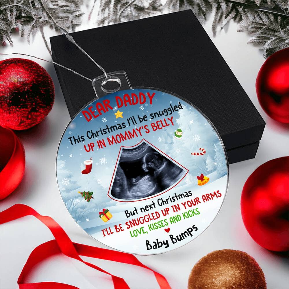 Gift For Dad - Holiday Ornament - Baby Bumps - Personalized Acrylic Ornament - The Shoppers Outlet