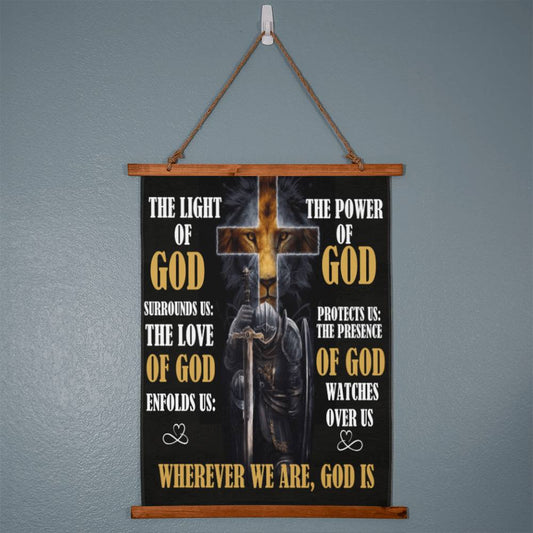 Faith - Wherever We Are God Is - Wood Framed Wall Tapestry - Vertical Design - The Shoppers Outlet