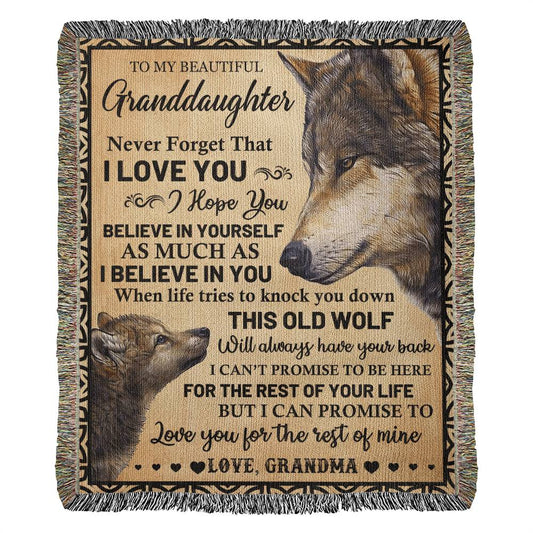 Granddaughter - Never Forget That I Love You - Heirloom Woven Blanket - Portrait - The Shoppers Outlet