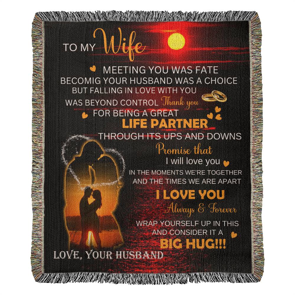 Wife - Meeting You Was Fate - Heirloom Woven Blanket - Portrait - The Shoppers Outlet