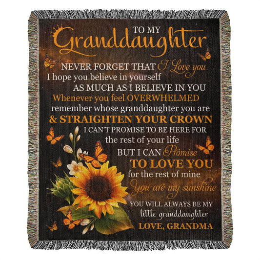Granddaughter - Never Forget That I Love You - Heirloom Woven Blanket - Portrait - The Shoppers Outlet