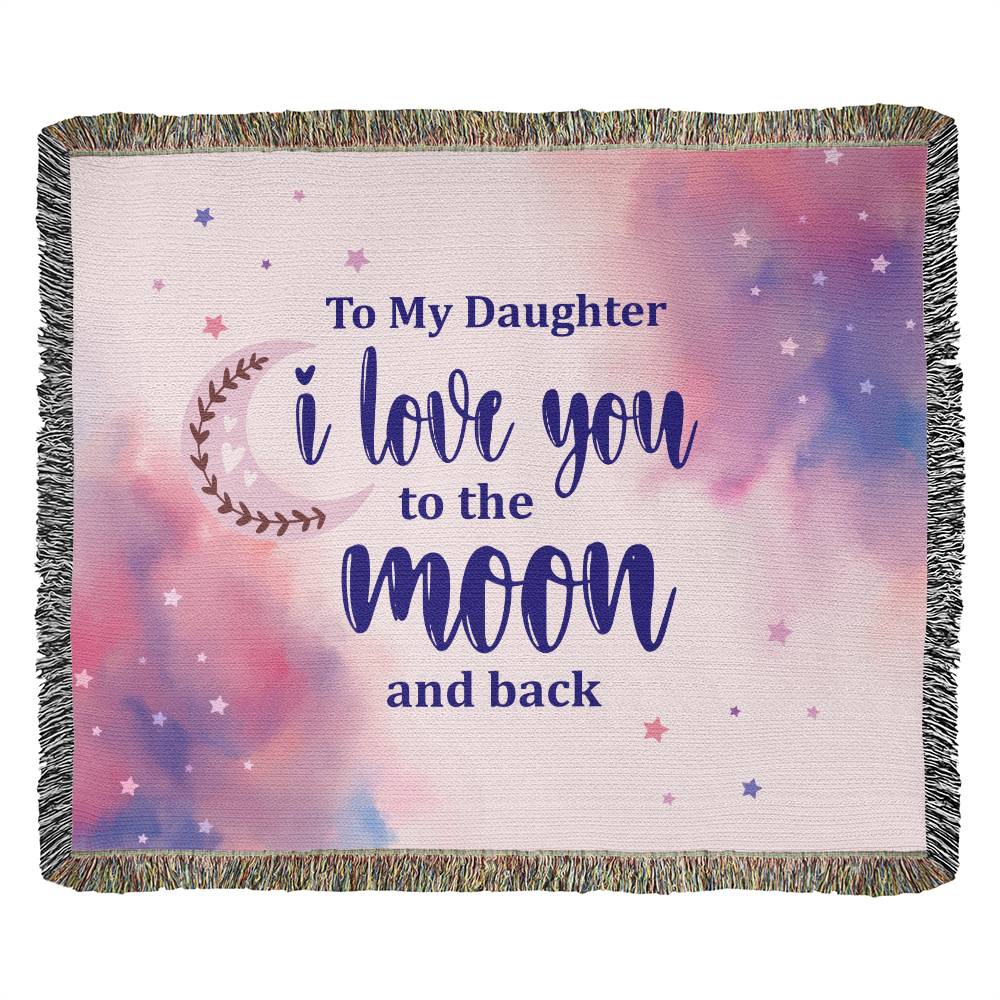Daughter - I Love You To The Moon And Back - Heirloom Woven Blanket -Landscape - The Shoppers Outlet