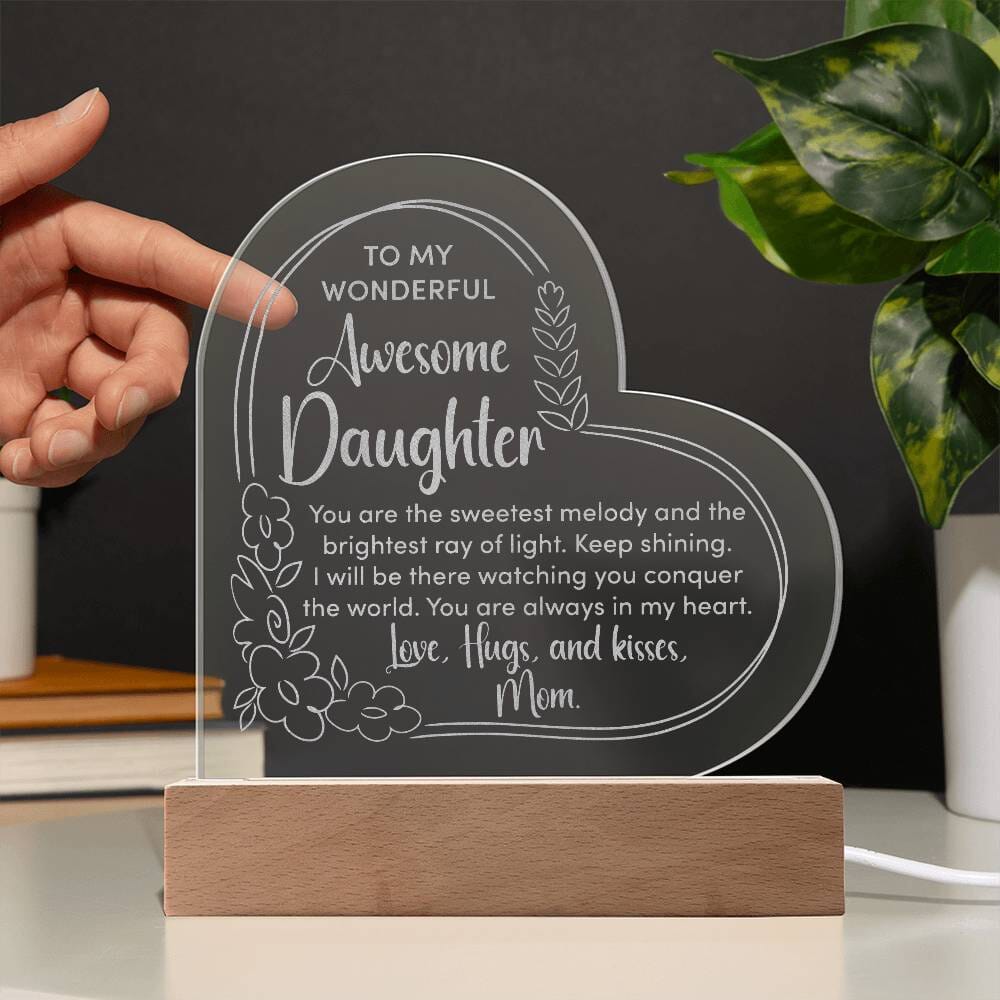Gift For Daughter - Love - Hugs And Kisses - Engraved Acrylic Plaque - The Shoppers Outlet