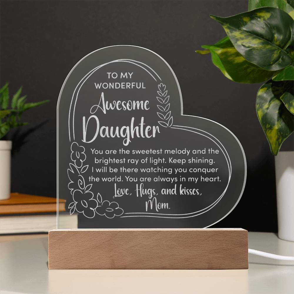 Gift For Daughter - Love - Hugs And Kisses - Engraved Acrylic Plaque - The Shoppers Outlet