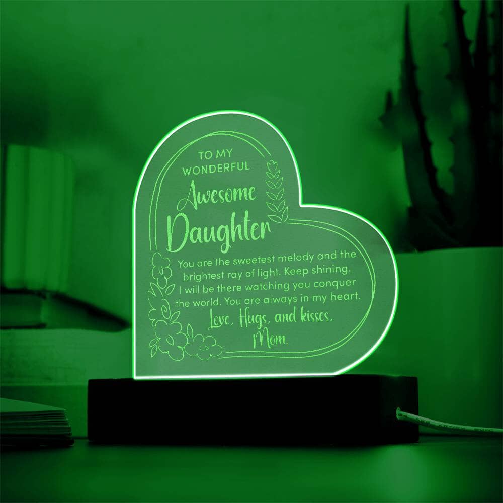 Gift For Daughter - Love - Hugs And Kisses - Engraved Acrylic Plaque - The Shoppers Outlet