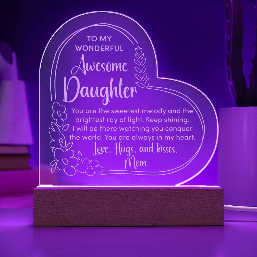 Gift For Daughter - Love - Hugs And Kisses - Engraved Acrylic Plaque - The Shoppers Outlet