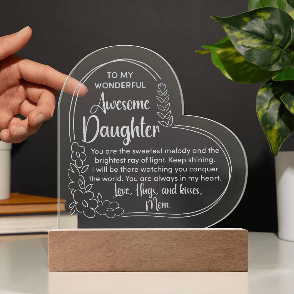 Gift For Daughter - Love - Hugs And Kisses - Engraved Acrylic Plaque - The Shoppers Outlet