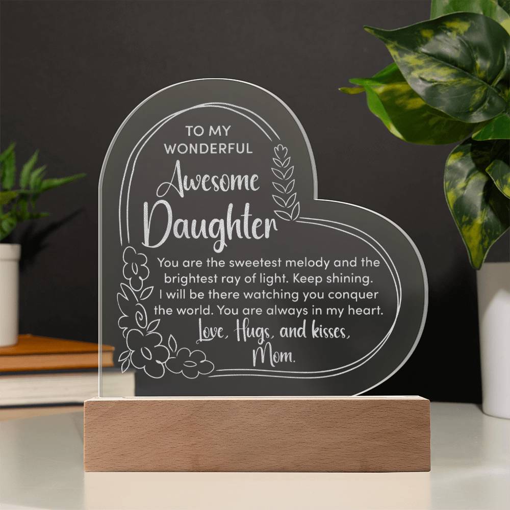 Daughter - Love - Hugs And Kisses - Engraved Acrylic Plaque - The Shoppers Outlet