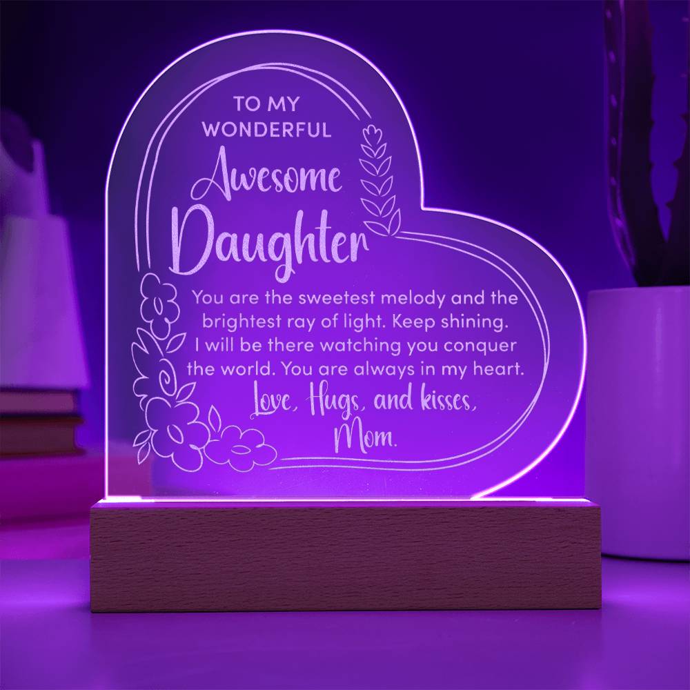 Daughter - Love - Hugs And Kisses - Engraved Acrylic Plaque - The Shoppers Outlet